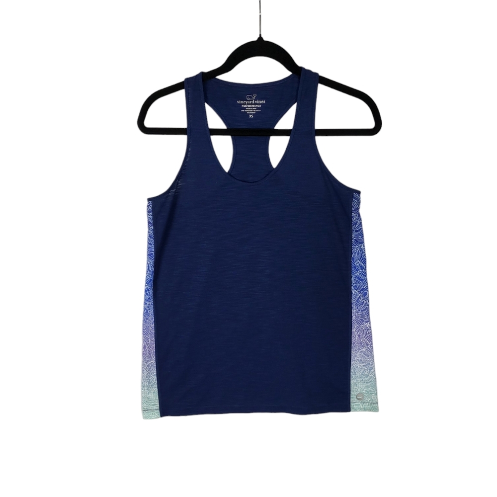 Vineyard vines performance women's navy floral print racer back tank top size XS